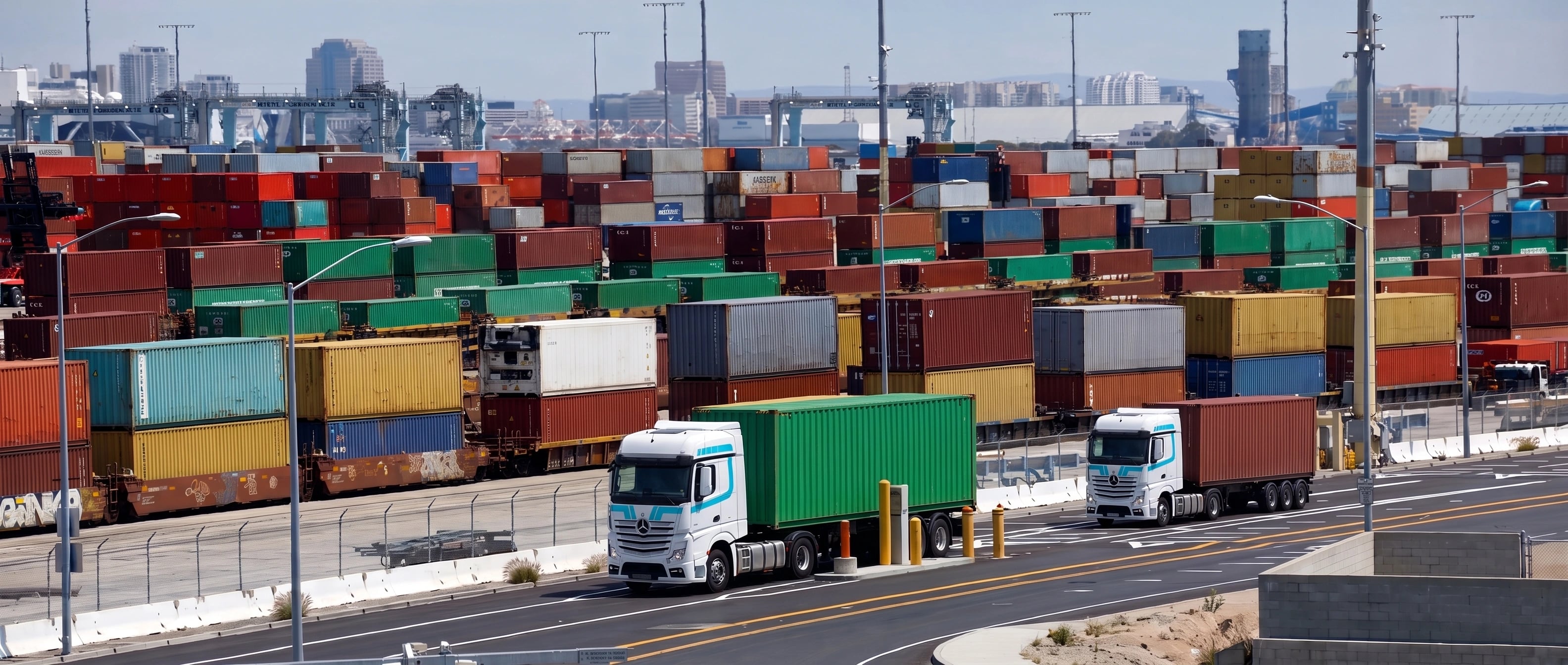 OTS trucks with containers at an Egyptian port