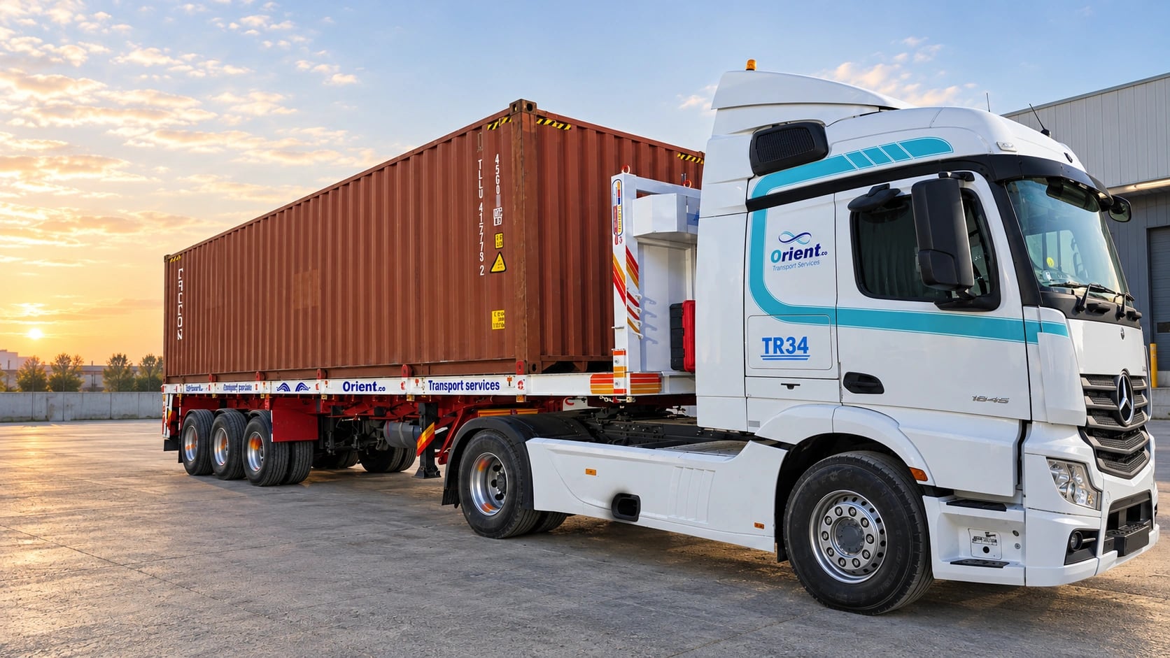 OTS truck carrying a container