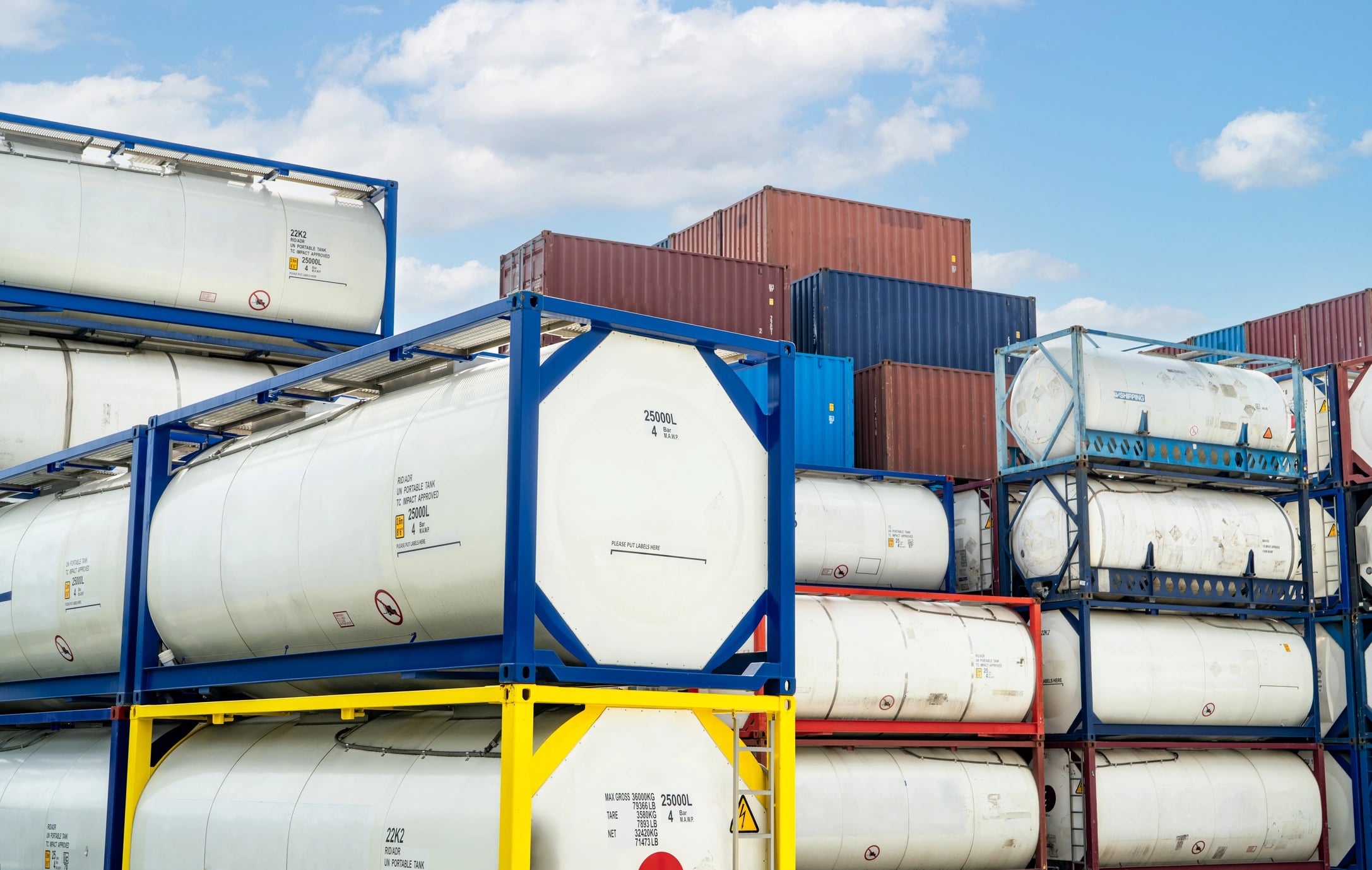 OTS ISO tank containers in the yard